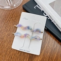 Elegant wavy acetate hair clips in purple and orange marble with gold metal accents - 7cm / Phantom Purple