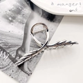 Polished silver liquid-metal hair claw clip with stylish twisted wing design and zircon - Silver Feather Wings