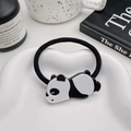 Cartoon Panda Haargummi mit schwarzem Elastikseil und Acetat-Panda-Anhänger für Damen - Liegender Panda