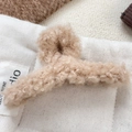 Pinza per capelli in peluche marrone chiaro con morbida texture in pile per autunno - 11cm / Caffellatte