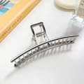 Polished silver liquid line metal shark hair claw clip with minimalist curved design - Straight Line Bright Silver