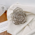 Pinza per capelli a rosa vintage francese in acrilico grigio fumo traslucido - Grigio