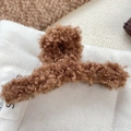 Pinza per capelli in peluche di lana di agnello marrone per acconciature invernali - 11cm / Marrone