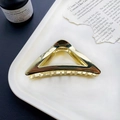 Elegant gold triangular metal hair claw clip with a polished finish for women hair styling - Triangle-Gold