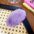 Pinza para el pelo ovalada de piel sintética morada suave para peinados de invierno - Morado 9CM