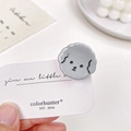Molletta per capelli a forma di cane in acetato grigio con dettagli su carta di marca - Grigio Crema / 2.5cm