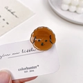 Cute brown cartoon puppy acetate hair claw clip on a display card for styling - Coffee / 2.5cm