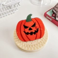 Funny Halloween pumpkin claw clip with a bright orange finish for spooky hair styling - Angry Pumpkin 6CM