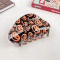 Halloween black pumpkin hair claw clip with orange jack-o'-lantern pattern for women - Pumpkin