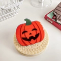 Halloween pumpkin shark clip hair accessory with biscuit base and orange jack-o-lantern - Smiling Pumpkin 6CM