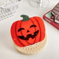 Halloween pumpkin phone grip with orange Jack-o'-lantern face and green stem detail - Large Pumpkin 7.2CM