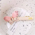 Haarklammer in Schmetterlingsform aus Acetat in Rosa und Beige mit funkelnden Strasssteinen - Rosa Kaffee