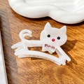 Eleganter perlweißer Acetat-Katzen-Haarclip mit funkelnden bunten Strasssteinen - Meerjungfrau Weiß 6CM
