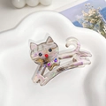 Schicke Katzen-Haarklammer aus Acetat mit lila Marmorierung und funkelnden Kristallen - Schillerndes Schwarz 6CM