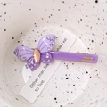 Handmade purple butterfly hair clip with sparkling rhinestones and crystal detail - Purple