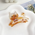Eleganter Katzen-Haarclip aus bernsteinfarbenem Acetat mit bunten funkelnden Strasssteinen - Goldener Sand 6CM