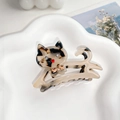 Pince à cheveux chat écaille de tortue avec strass pour des coiffures élégantes - Écaille de Tortue Beige 6CM