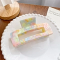 Chic square acetate hair claw clip with colorful macaron swirl patterns for women - Large Rectangle 12CM