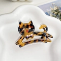 Pince à cheveux chat en acétate écaille de tortue avec strass colorés - Écaille de Tortue Café 6CM