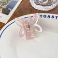 Pink and white marble acetate butterfly hair claw clip with golden metal spring - Cyan Red 4.8CM