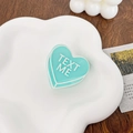 Mint green heart-shaped hair claw clip with white Text Me lettering for women - Blue 4CM