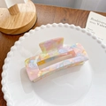 Colorful marble pattern acetate rectangular hair claw clip in sweet macaron shades - Medium Rectangle 10.5CM
