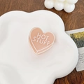 Peach heart acrylic hair claw clip with HOT STUFF letter print and glossy finish - Orange 4CM