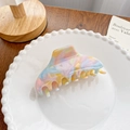 Chic acetate hair claw clip featuring dreamy pastel marble patterns for elegant hair styling - Fish Tail A 10CM