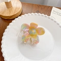 Colorful floral acetate hair claw with pastel marble texture and secure grip design - Flower 6.6CM