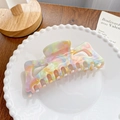 Elegant large tortoiseshell acetate claw clip with colorful marble pattern texture - Cat Ear 12.5CM
