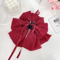 Elegante pinza per capelli con grande fiocco in nastro rosso scuro e tessuto plissettato - Borgogna