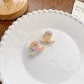 Set of two mini rainbow acetate hair claws with colorful gradient marble texture - Small Cross 3.2CM