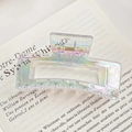Pinza per capelli rettangolare scavata con finitura iridescente effetto sirena - Rettangolare Medio 8CM