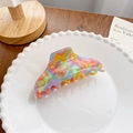Colorful marble pattern acetate hair claw clip with rainbow resin finish on ceramic tray - Fish Tail A Dark 10CM