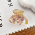 Pinza per capelli in acetato marmorizzato con sfumature viola, arancioni e gialle - Giallo Viola 5.3CM