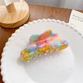 Artistic multi-color acetate hair claw clip with marble pattern in a ceramic tray - Cloud Dark 10.5CM