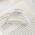 Iridescent aurora mermaid hair claw clip in a large semi-circular resin design - Semicircle 9CM
