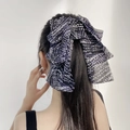 Elegante pinza per capelli nera con fiocco a pois viola, stile vintage francese raffinato - Lavanda