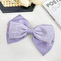 Grande pince à cheveux avec nœud en soie lavande et tulle à carreaux blanc élégant - 20cm / Violet