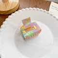 Square acetate hair claw clip with colorful marble pattern and elegant matte finish - Square Dark 5CM