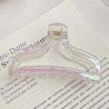Iridescent pearlescent large hair claw clip with a transparent holographic finish - Hanger Shape 9.5CM