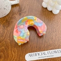 Colorful acetate hair claw clip with vibrant marble pattern in candy colors - Arch Dark 8.5CM