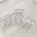 Iridescent iridescent wave hair claw clip with large geometric rainbow acrylic design - Wave 11CM