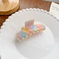 Elegant rectangular candy-colored acetate hair claw clip with pastel rainbow gradients - Rectangle 8CM