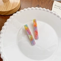 Rectangle acetate hair claw set with colorful rainbow marble texture and pastel shades - Hair Clip Dark 6