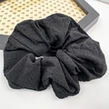 Elegante elastico per capelli nero grande in tessuto strutturato con fili d'oro moda donna - Nero Lucido
