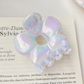 Holographic flower hair claw clip with iridescent finish for elegant hair styling - Flower 6.5cm