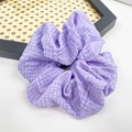 Elegante elastico per capelli lavanda a scacchi in cotone testurizzato per donna - Viola Emerocallide