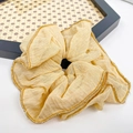 Champagne gold scrunchie with metallic gold thread trim and soft pleated texture - Reed Yellow