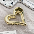 Elegante pinza per capelli a forma di cuore in metallo dorato lucido cavo - Oro 6CM